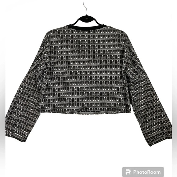 Farm Rio x Adidas Originals Pavao  Black white oversized sweatshirt Sz XS - Picture 3 of 11